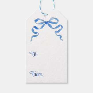 Bleu ruban blanc Noël Hannukah étiquettes cadeaux
