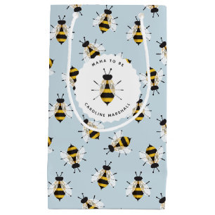 Bleu Rustique Illustré Bee Customisé sac cadeau