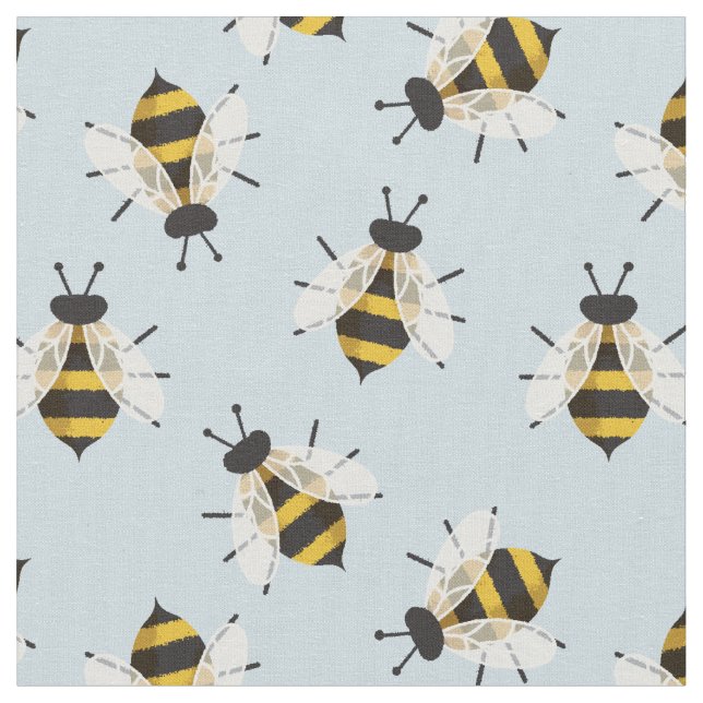 Bleu Rustique Illustré tissu d'abeille (Fermer)