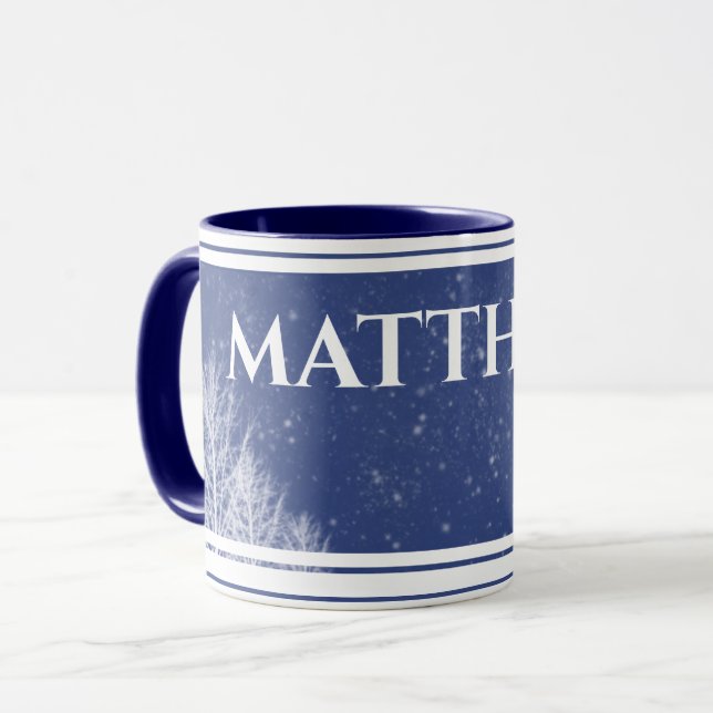Bleu rustique Nom personnalisé Mug (Devant gauche)