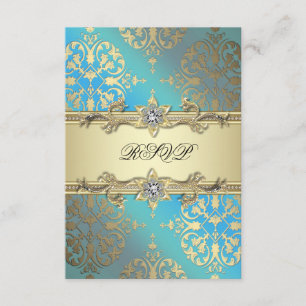 Bleu sarcelle noir or damas RSVP