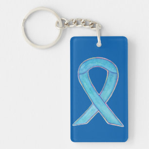 Bleu Sensibilisation Ruban Porte - clé d'art perso