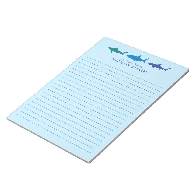 Bleu Sharks mignon Bloc-notes stationnaire pour en (Incliné)