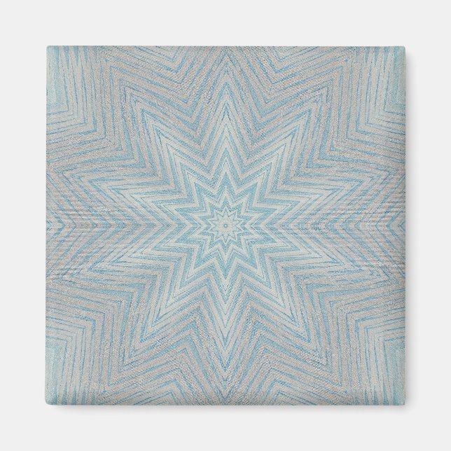 Bleu Silver Blanc Kaleidoscope Motifs Magnets (Devant)