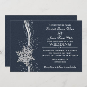 Bleu Silver Snowflakes invitations de mariage hive