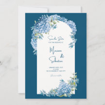 Bleu Simple Élégant Mariage Invitation