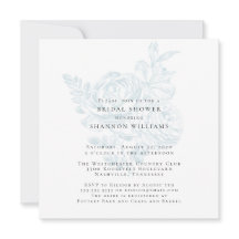 Bleu Simple Floral Invitation à la douche nuptiale