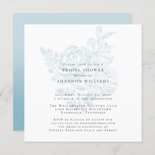 Bleu Simple Floral Invitation à la douche nuptiale