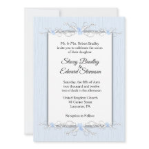 Bleu simplicité Faire-part de mariage traditionnel