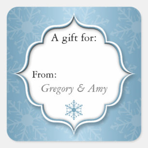 Bleu Snowflakes Gite étiquette cadeau Stickers