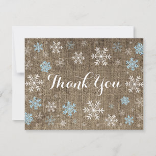 Bleu Snowflakes hiver Carte de remerciements Burla