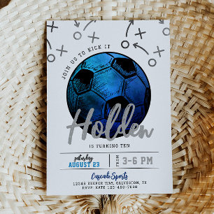 Bleu Soccer Invitation Anniversaire