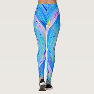 Bleu Spirale Funky Leggings Abstraits