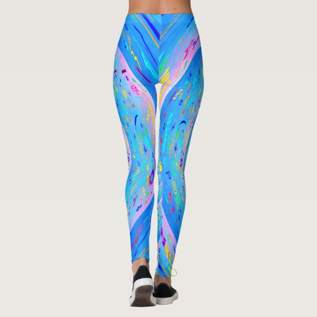 Bleu Spirale Funky Leggings Abstraits (Dos)