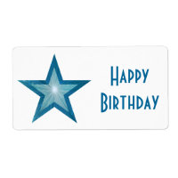 Bleu Star 'Joyeux anniversaire' étiquette grand bl