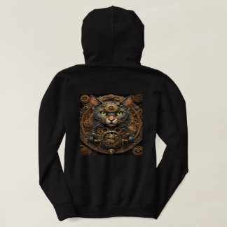 bleu steampunk chat IA art sweat - shirt à capuche
