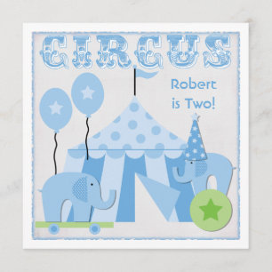 Bleu Step Up Circus Anniversaire Invitations