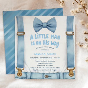Bleu Stripe Petit Homme Baby shower Invitation