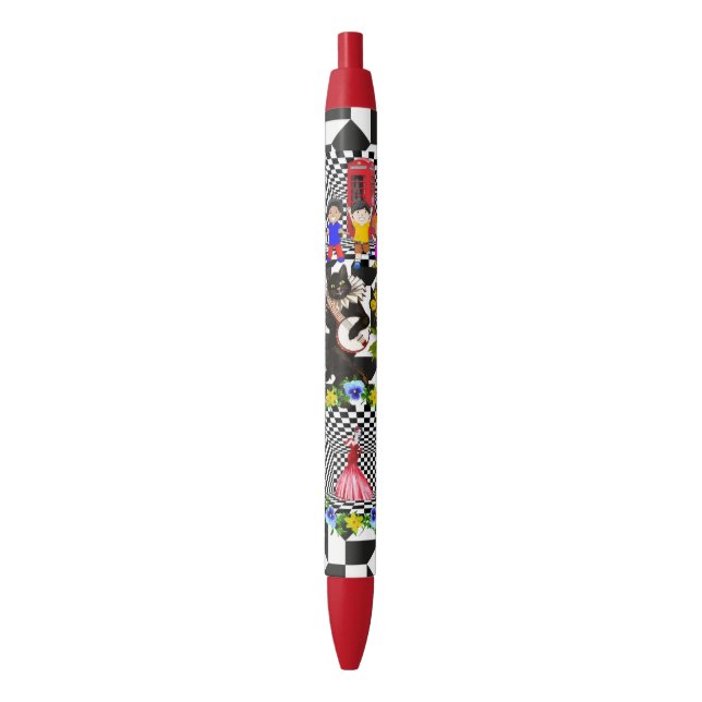 Bleu Stylo de bureau et stylo d'école Chat Feline Retro (devant Vertical)
