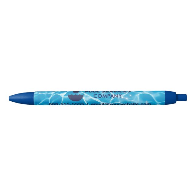 Bleu Stylo d'entreprise de services de pool | Eau De La (Devant)