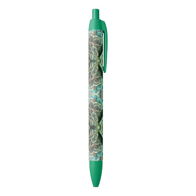 Bleu Stylo Motif indonésien Peacock Feathers (Bas (Vertical))