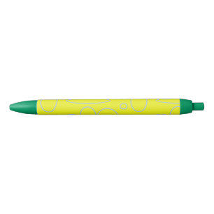 Bleu Stylo ronds et boucles jaunes