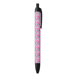 Bleu Stylo rose d'équilibre de coeurs, encre bleue