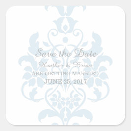 Bleu subtil Damas Enregistrer Stickers Date