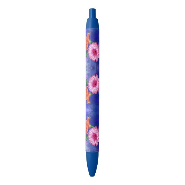 Bleu Superbe Stylo Gerberas Trois Couleurs - Peinture (devant Vertical)