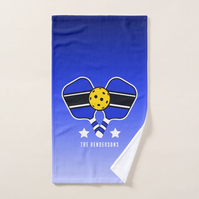 Bleu sur fond bleu dégradé Nom personnalisable (Serviette à main)
