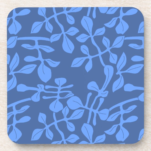 Bleu sur le Dessous de verre Motif feuille bleue s (Devant)