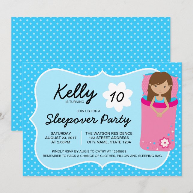Bleu Tan Slepover Party Anniversaire Invitation (Devant / Derrière)