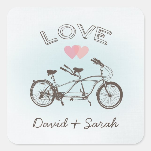 Bleu Tandem Bicycle Love Sticker (Devant)