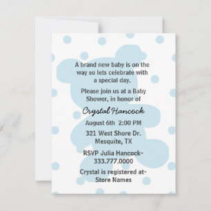 Bleu Teddy Ours Silhouette Baby shower Invitation