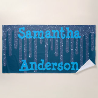 Bleu Texte Parkly Wax Serviette de plage personnal
