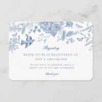 Bleu Toile Jouy Registre Carte Invitation Insertio