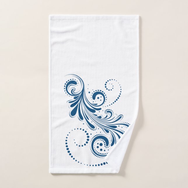 Bleu tourbillon sur arrière - plan blanc (Serviette à main)