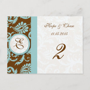 Bleu Trier Damask Fils Tableau Numéro Cartes