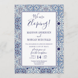 Bleu tuiles Elopement accueil invitation