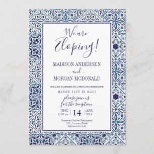 Bleu tuiles Elopement accueil invitation