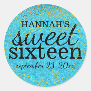 Bleu Turquoise Bleu Douceur 16 Partie Sticker Or P