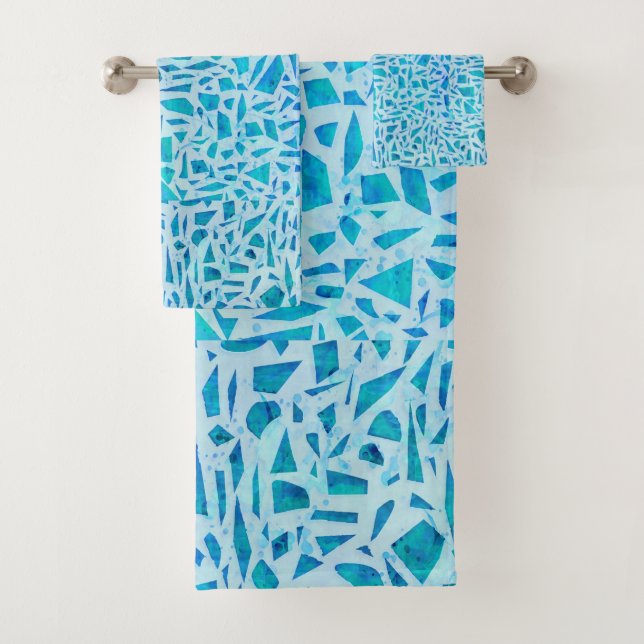 Bleu Turquoise Mosaïque Carrelage Moderne Chic (En situation)