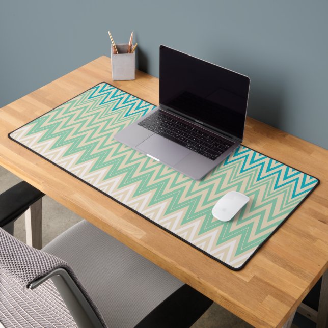 Bleu turquoise, turquoise et vert Zigzags (Bureau 2)
