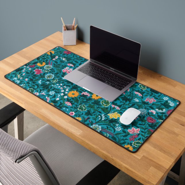 Bleu Turquoise Vert Rouge rose Jaune Motif Floral (Bureau 2)