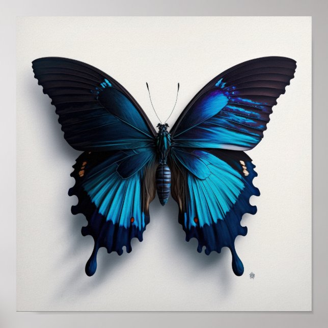 Bleu Ulysses Papillon Art Imprimer Poster (Devant)