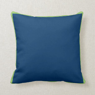 Bleu uni avec coussin à garniture verte