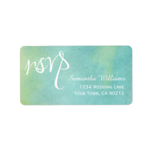 Bleu Vert aquarelle mariage RSVP Étiquettes