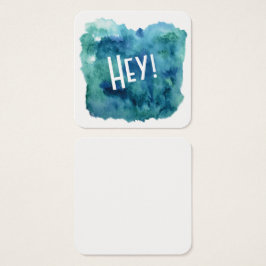 Bleu, Vert, Aquarelle Turquoise avec "Hey !" 