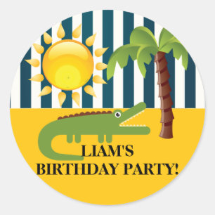 Bleu vert bleu Alligator Sticker d'anniversaire Ja