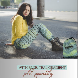 Bleu Vert Dégradé Motif Leggings